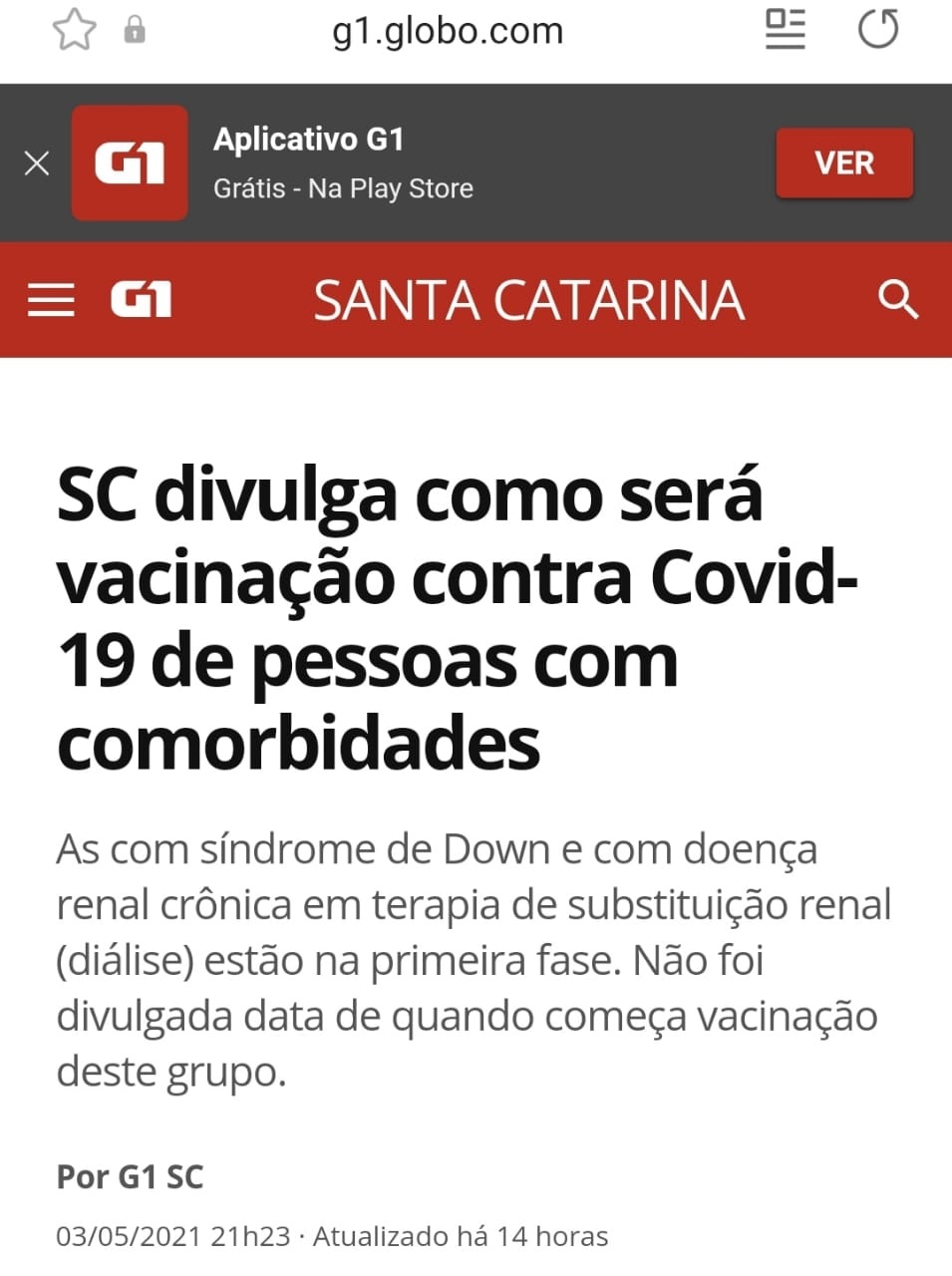 04-05-2021 - SC DIVULGA COMO SERÁ VACINAÇÃO CONTRA COVID - RENAIS