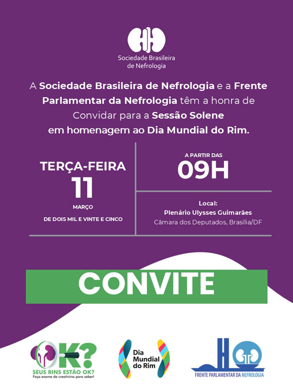 Convite Sessão Solene em homenagem ao Dia Mundial do Rim