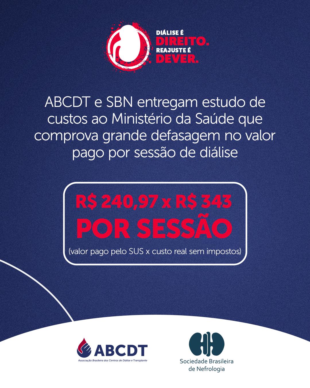 ABCDT e SBN entregram estudo de custos ao Ministério da Saúde que comprova grande defasagem no valor pago por sessão de diálise