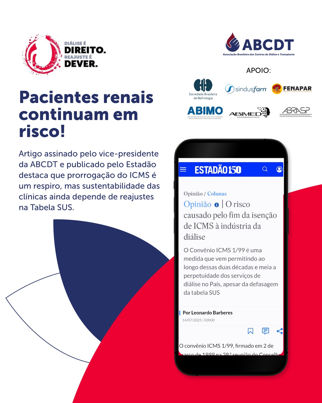 Pacientes renais continuam em risco!