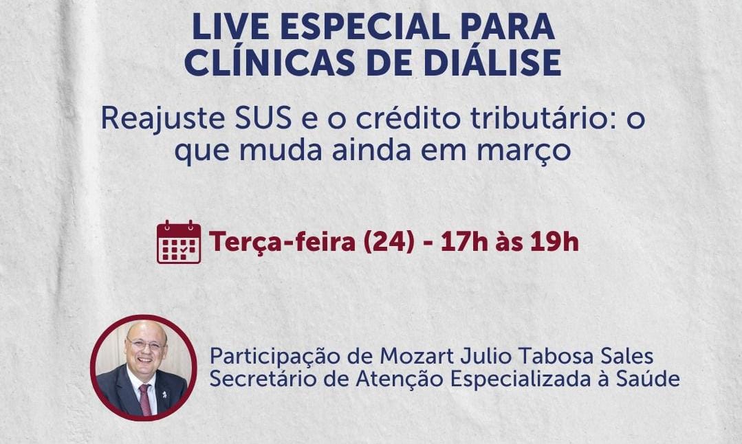 Live Especial para Clínicas de Diálise - Reajuste SUS e o Crédito Tributário - Site
