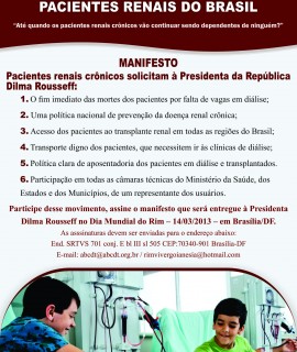 cartaz manifesto pacientes renais